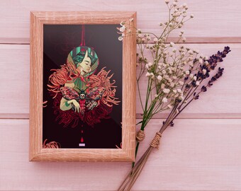 Decay 2.0 Art Print | Moth, Floral Illustration (4x6 in, Ready to Gift)