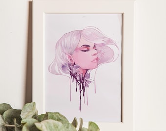 Dripping Woman Portrait Art Print | Ready to Gift (4x6" )