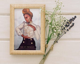 Page of Pentacles Tarot Print: Original Art, Ready to Gift (4x6" )