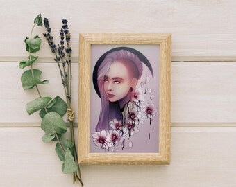 Deadly Flower Art Print | Gothic Girl Portrait, Ready to Gift (4x6" )