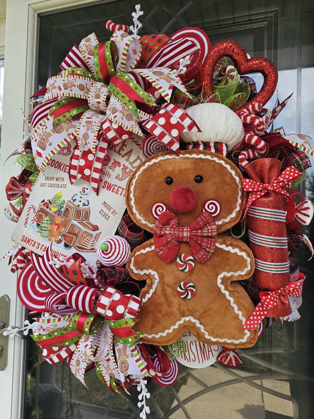 Gingerbread Man Themed Wreath | Christmas Wreath | Whimsical Wreath ...