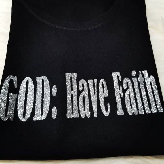 Black T-shirt With Silver Glitter Vinyl God Humor Gift - Etsy