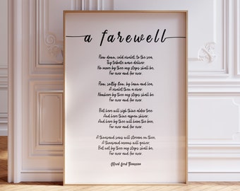 Alfred Lord Tennyson Poem Print A Farewell in Decorative Script Font Poem Print, PRINTED Poetry Print About Our Limited Time On Earth