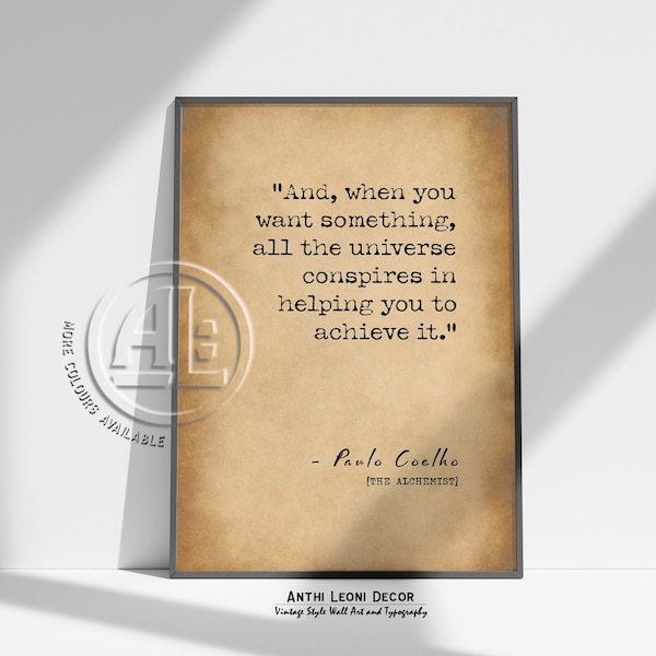 Paulo Coelho Quote | Success Quote | Words To Live By | Motivational Quote | Inspiring Saying | Home Office Wall Art | PRINTED