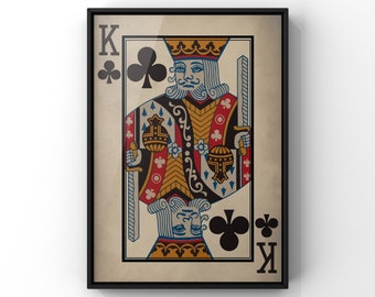 Poker Wall Art Playing Card Print Set Vintage Set of 4 Kings Poster Art