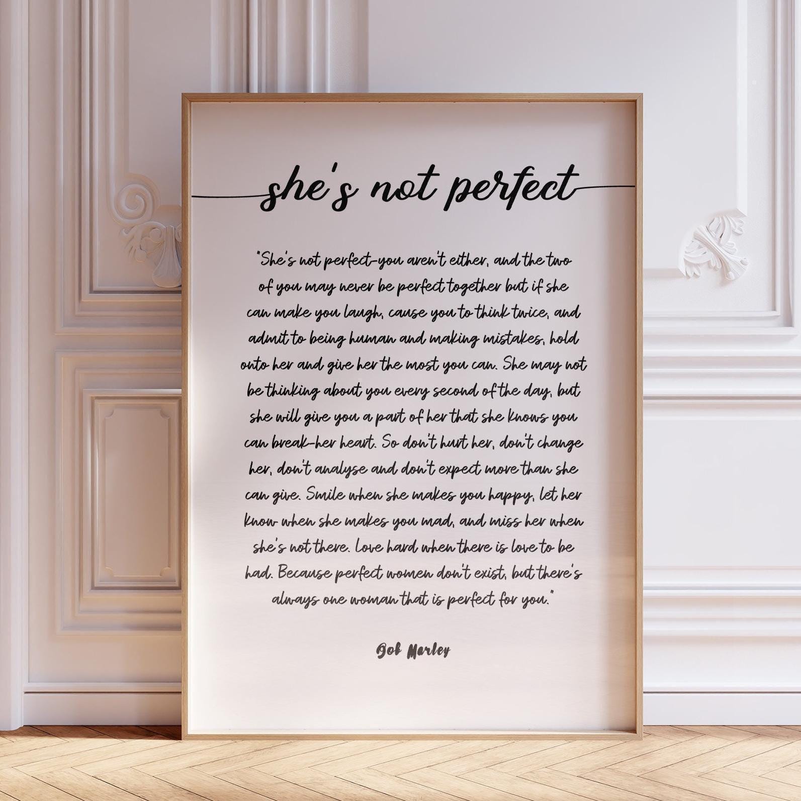 She's Not Perfect Love Poem Print Readings For Weddings Vows Romantic Poetry Girlfriend Wife Gift Script Font Poetry Wall Art | PRINTED