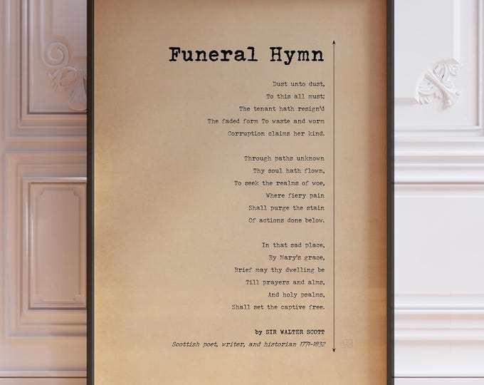 Funeral Hymn Poem Print – Walter Scott Memorial Wall Art, Sympathy Gift