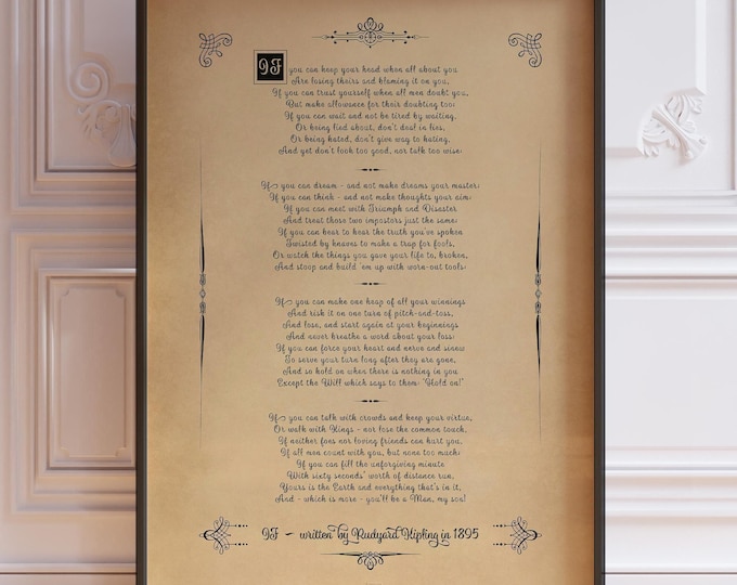 IF Poem Poster Print | You'll Be A Man My Son by Rudyard Kipling | Gift For Son On His Wedding Day | Inspirational Poetry | PRINTED