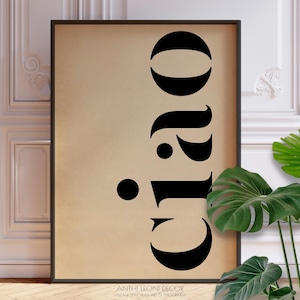 Ciao Eingangsbereich Grußschild - Hallo italienische Typografie Wandkunst - Ciao Retro Vintage Design Wörter Poster Druck- Galerie Wanddeko | BEDRUCKT