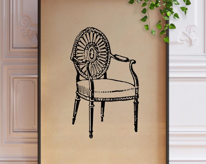 Antique Chair Print - Vintage French Louis XVI Style Wall Art