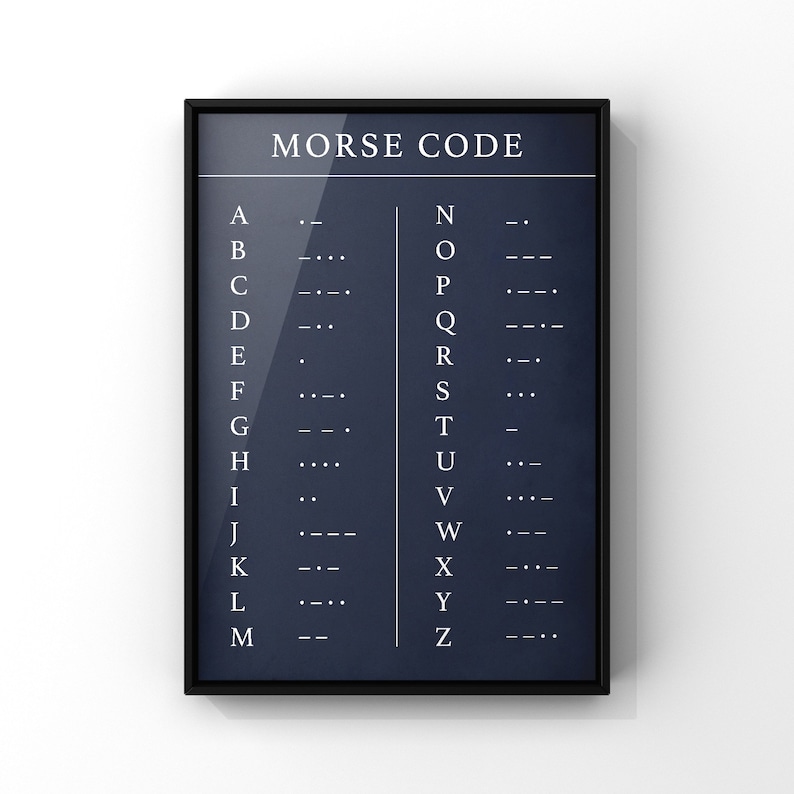 Morse Code Blue Print Chart Poster Print International Etsy Singapore