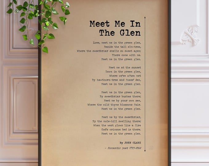 John Clare Poem Print - Vintage English Countryside Wall Art