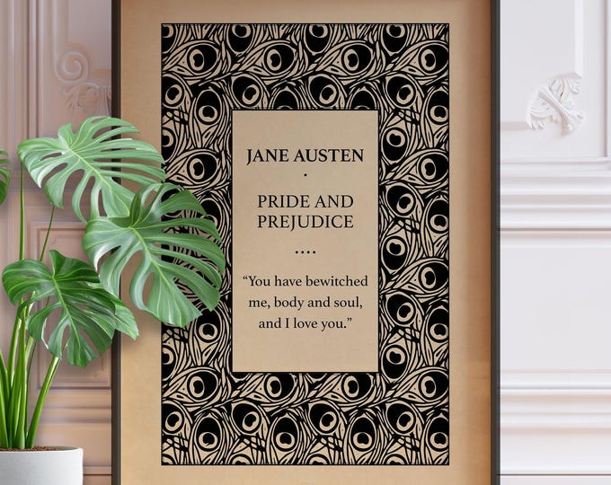 Pride and Prejudice Poster - Jane Austen Quote Print, Literary Wall Art, Book Lover Gift, Reading Nook Decor, Framed or Unframed