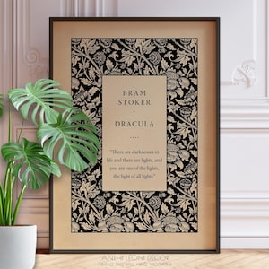 Dracula Book Cover Art Poster Print, Bram Stoker Classic Book Title Page, Literary Gift Idea, Gothic Library Wall Decor, Framed or Unframed