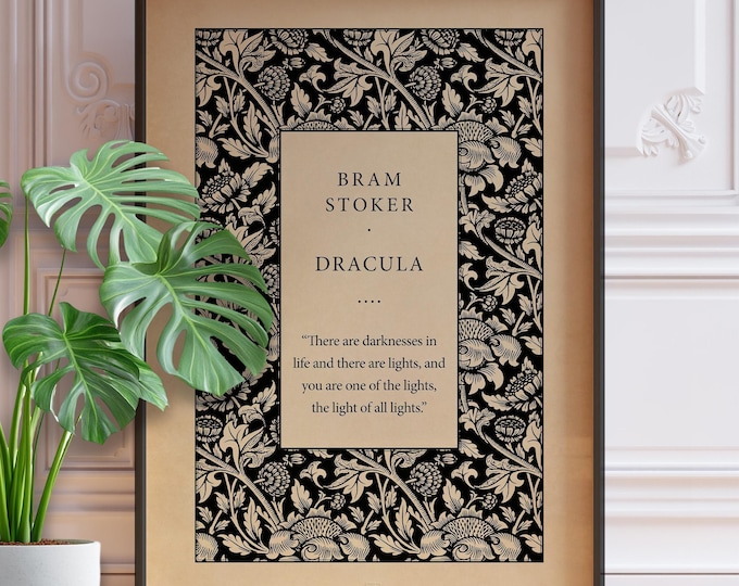 Dracula Book Cover Art Poster Print - Bram Stoker Quote, Gothic Library Decor, Framed or Unframed