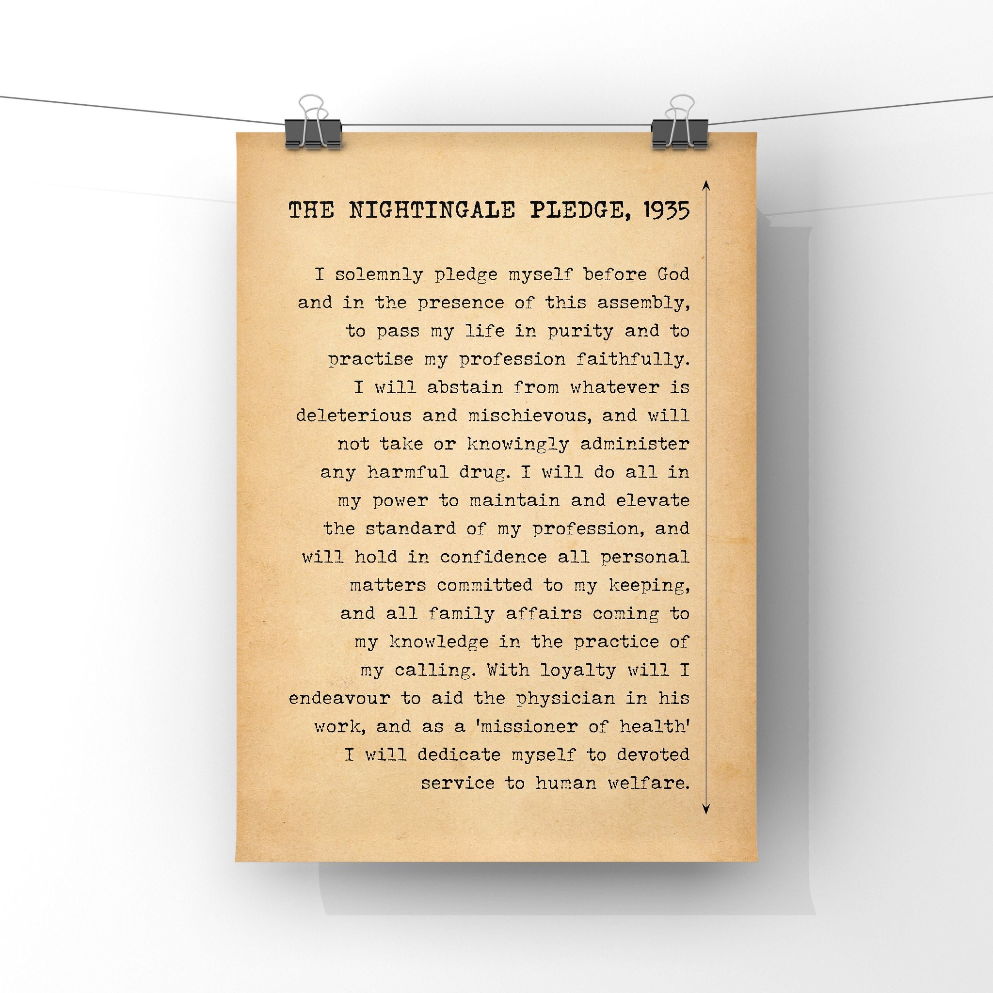 The Florence Nightingale Pledge 1935 the Nurses Pledge - Etsy