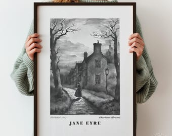 Jane Eyre Print - Gothic Literary Art, Dark Academia Decor