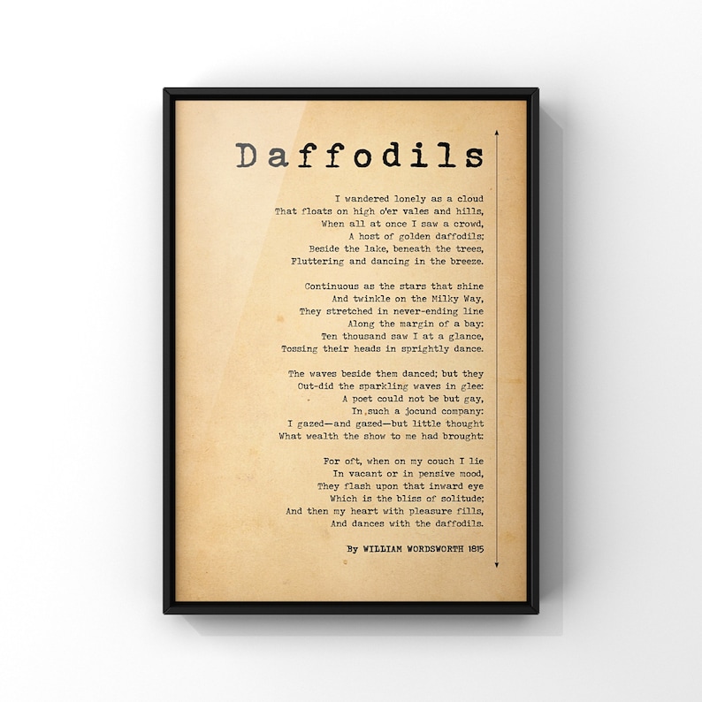 Daffodils Poem by William Wordsworth Poster Print Minimalist Etsy