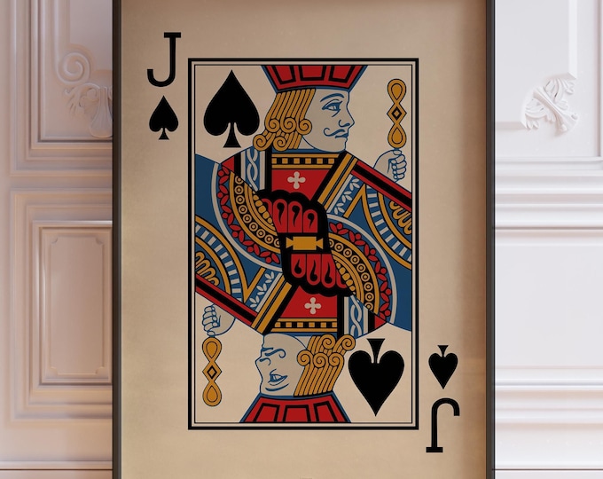 Jack of Spades Poster Print, Vintage Playing Cards Wall Art Print, Card Deck Print, Jack Wall Decor | PRINTED