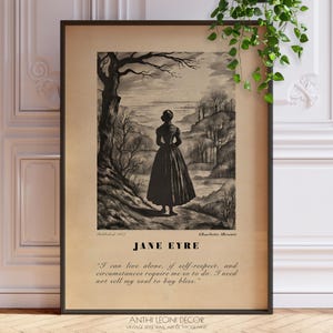 Jane Eyre Book Illustration Print | Charlotte Bronte Wall Art Poster | Literary Gift | Reading Corner Decor | PRINTED FRAME OPTIONS