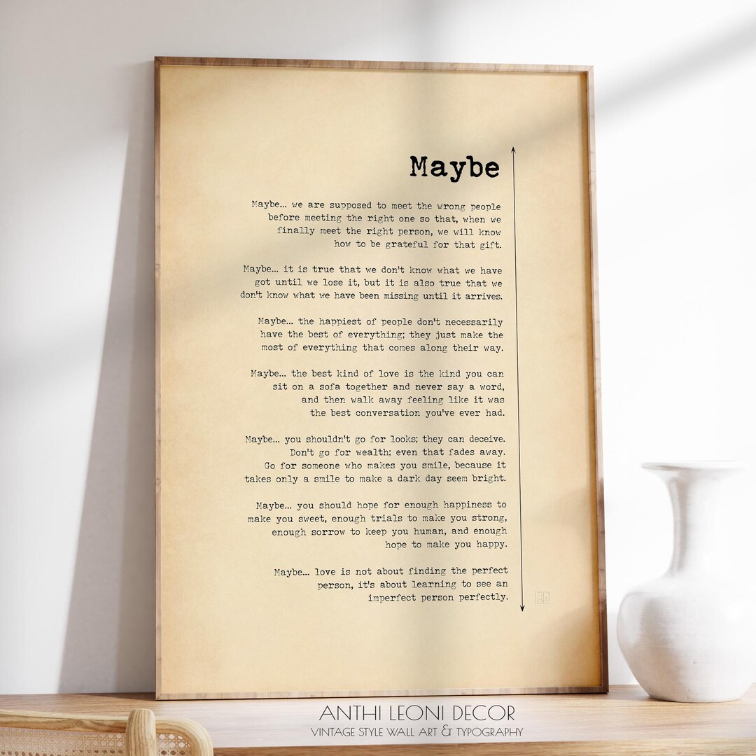 Maybe Poem Print – Romantic Love Poem Wall Art Gift for Him or Her ...