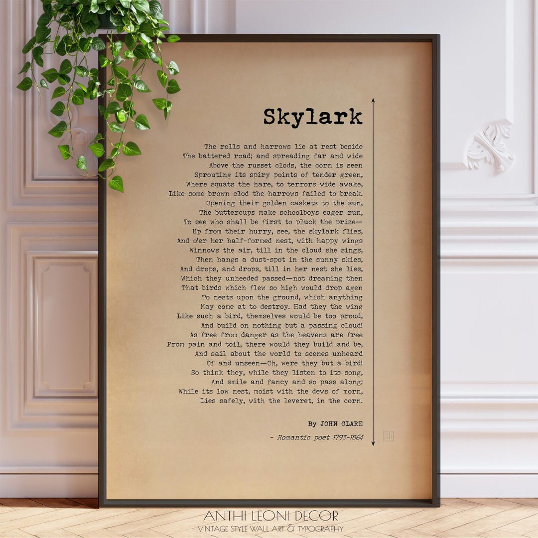 Skylark Poem Print - Vintage English Countryside Wall Art - Etsy
