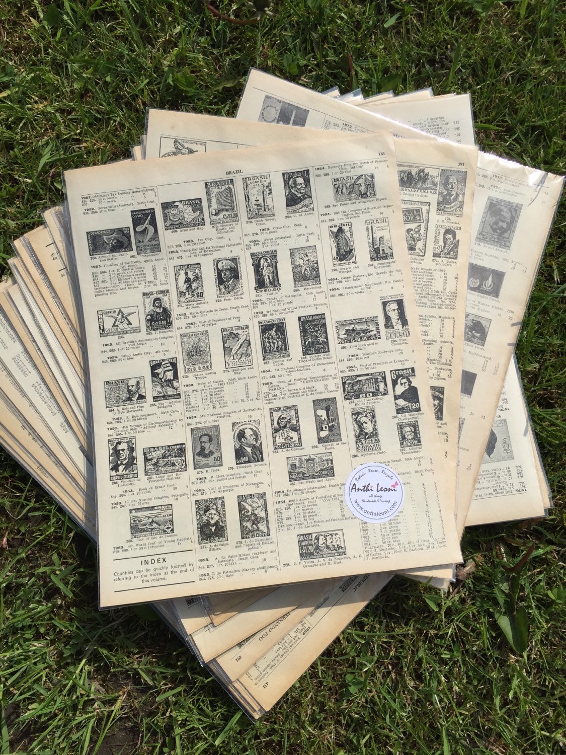 20 STAMP BOOK Pages Vintage Stamp Pages Old Book Pages Etsy