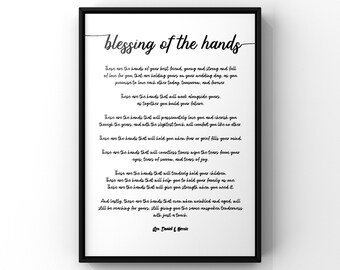 Blessing of the Hands Wedding Reading Poem in Script Font | Wedding Ceremony Poetry | Unframed Bridal Service Print