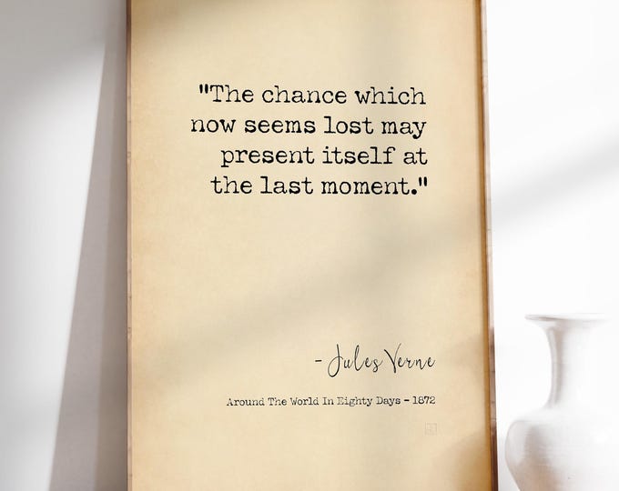 Jules Verne Quote Print – Around the World in Eighty Days Vintage Poster Wall Art