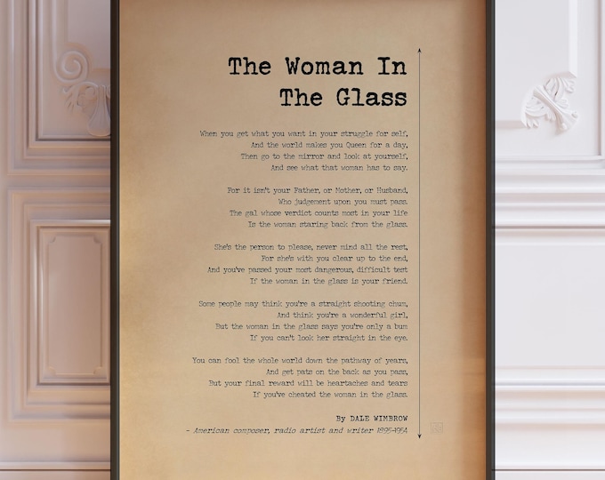The Woman in the Glass Poem - Motivational Office Art, Framed or Unframed Print