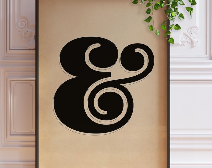 Ampersand Print – Vintage Black & White Typography Poster, And Symbol Wall Art, Framed or Unframed Wall Art