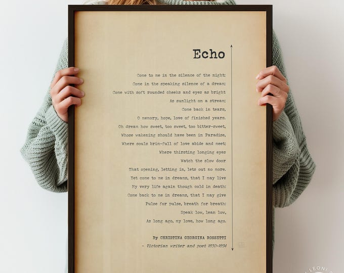 Christina Rossetti Echo Poem Print - Vintage Style Poetry Wall Art, Romantic Love Gift