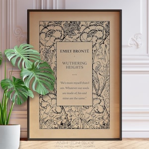 Wuthering Heights Book Cover Art Poster Print | Emily Bronte Book Title Page Art Print | Classic Literary Wall Decor | Framed or Unframed