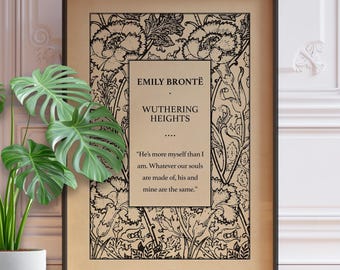 Wuthering Heights Book Cover Art Poster Print - Emily Bronte Book Title Page Art Print, Classic Literary Wall Decor, Framed or Unframed