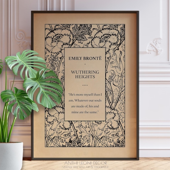 Wuthering Heights Book Cover Art Poster Print | Emily Bronte Book Title Page Art Print | Classic Literary Wall Decor | Framed or Unframed