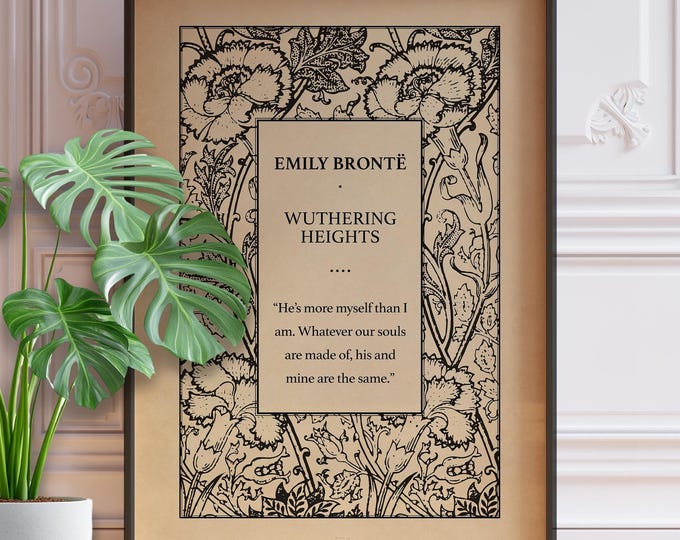 Wuthering Heights Book Cover Art Poster Print - Emily Bronte Book Title Page Art Print, Classic Literary Wall Decor, Framed or Unframed