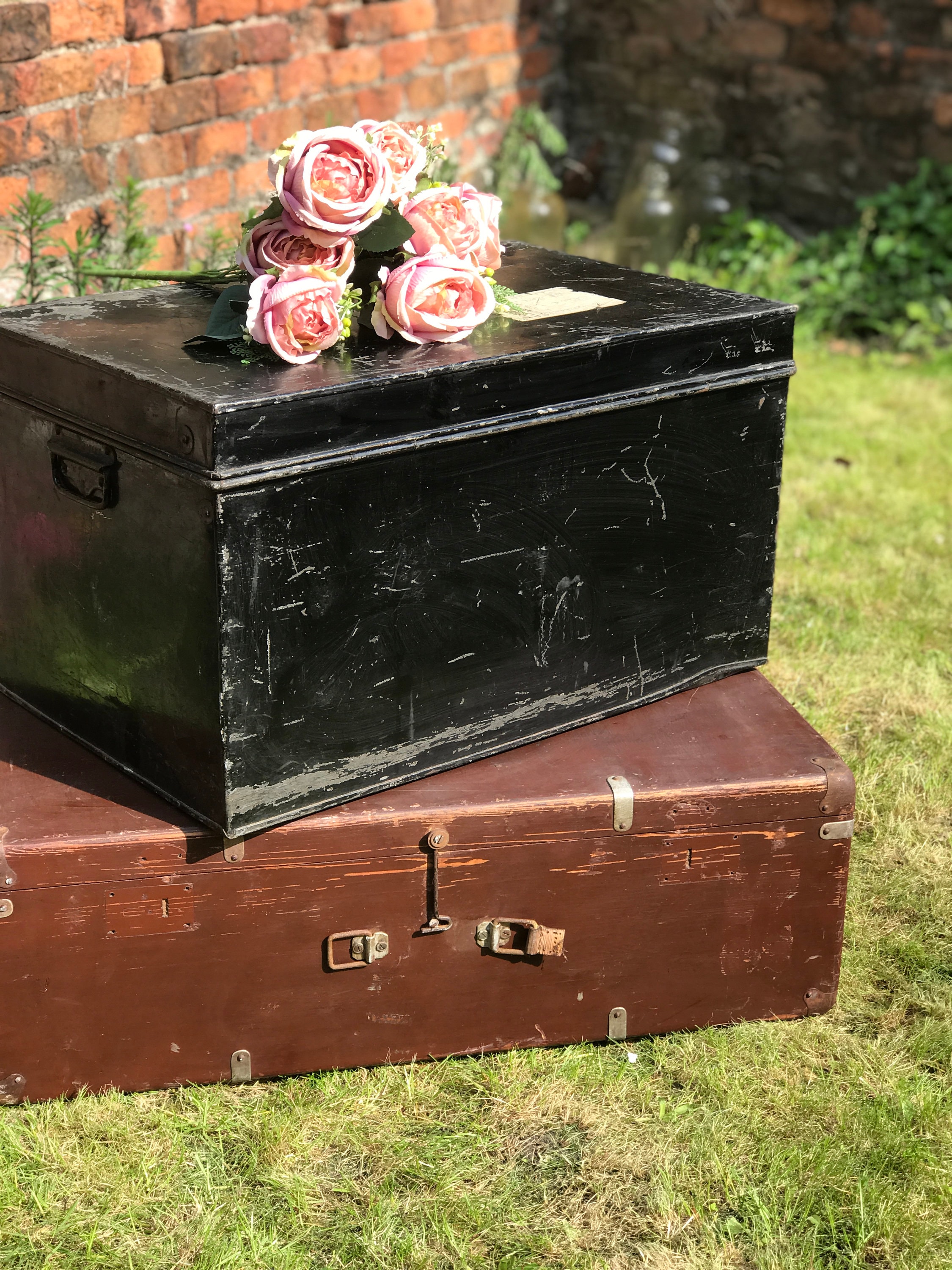 Black Metal Trunk Vintage Deeds Chest Vintage Luggage