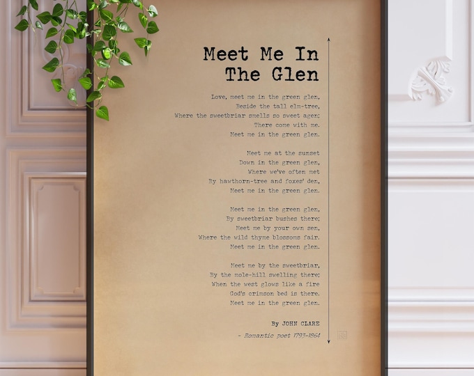 John Clare Poem Print - Vintage English Countryside Wall Art