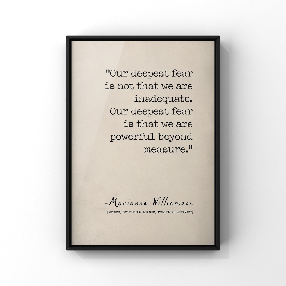 Our Deepest Fear | Poem Quote by Marianne Williamson | Minimalist ...