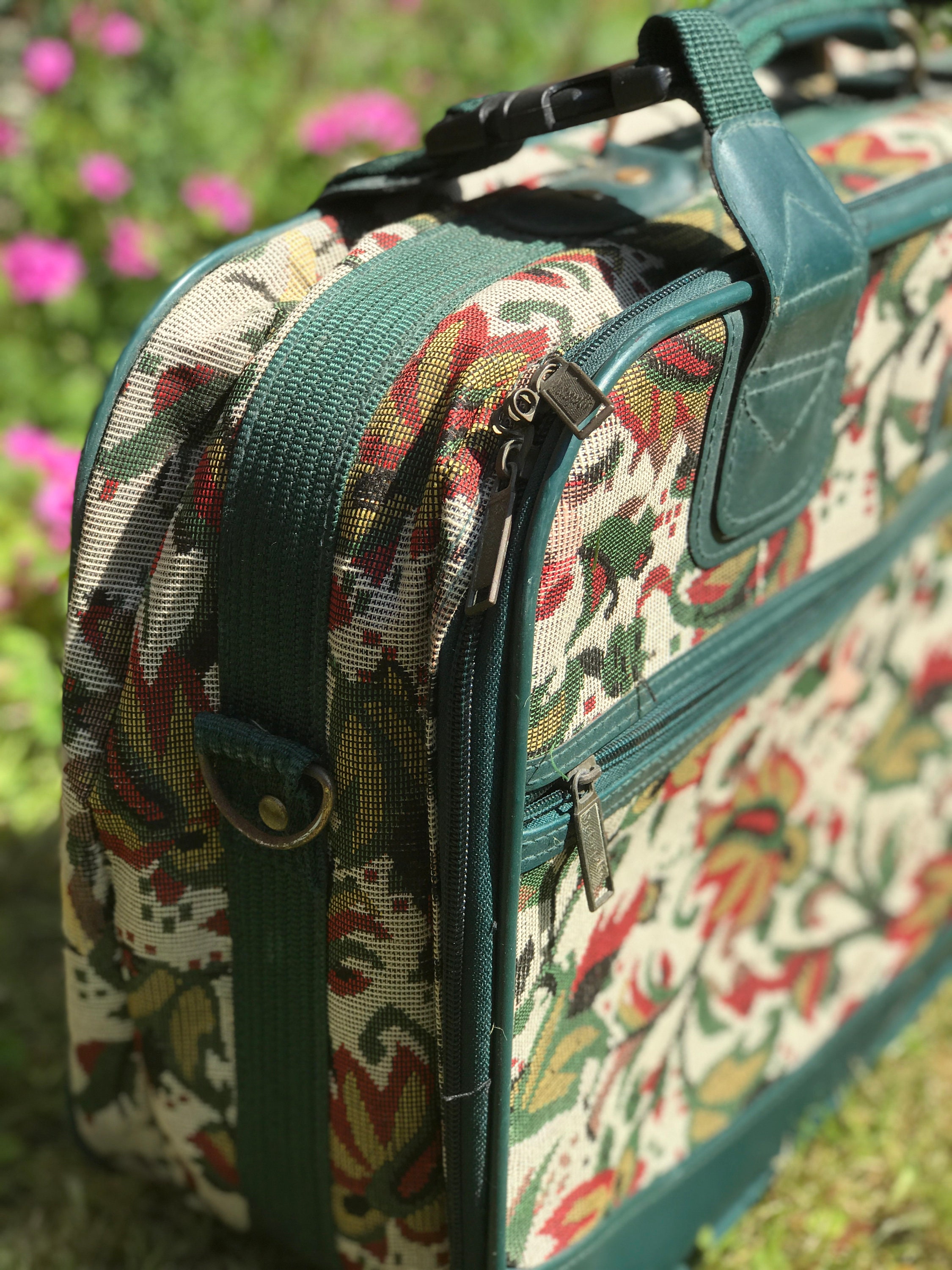 vintage tapestry luggage