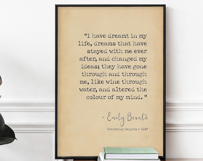 Wuthering Heights Quote Art Print - Emily Bronte Literary Gift