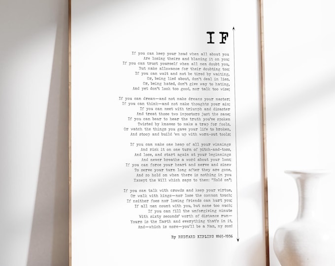 You'll Be A Man My Son Poster - Rudyard Kipling's IF Poem Print, Coming of Age Gift