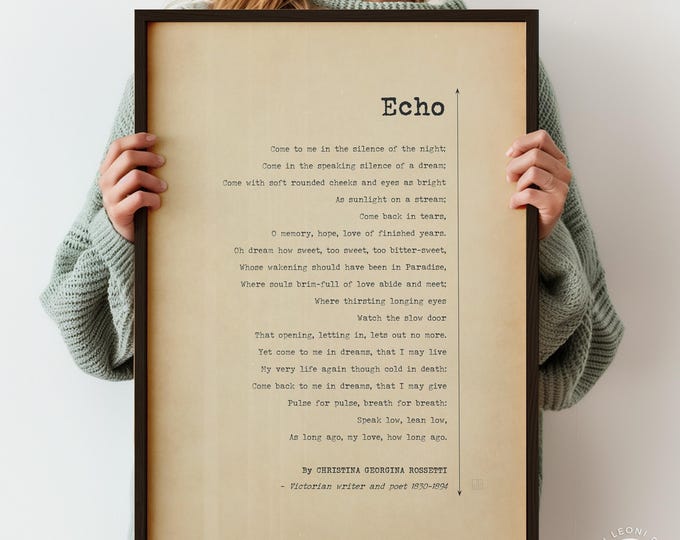 Christina Rossetti Echo Poem Print - Vintage Style Poetry Wall Art, Romantic Love Gift