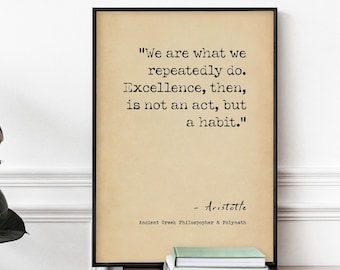 Aristotle Excellence Habit Quote Print – Motivational Home Office Art