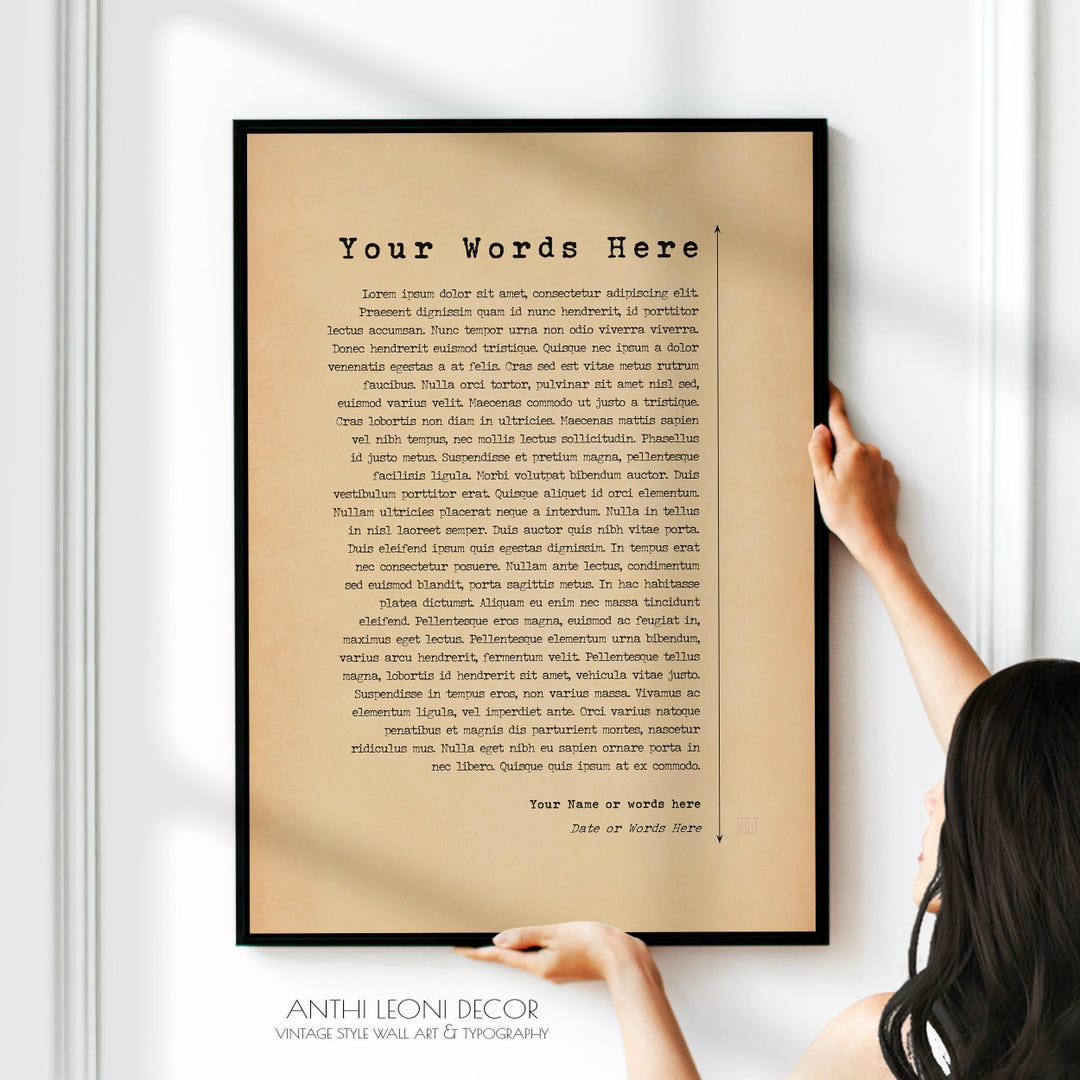 Custom Poem Print - Personalised Text, Choose Your Poetry, Words Here ...