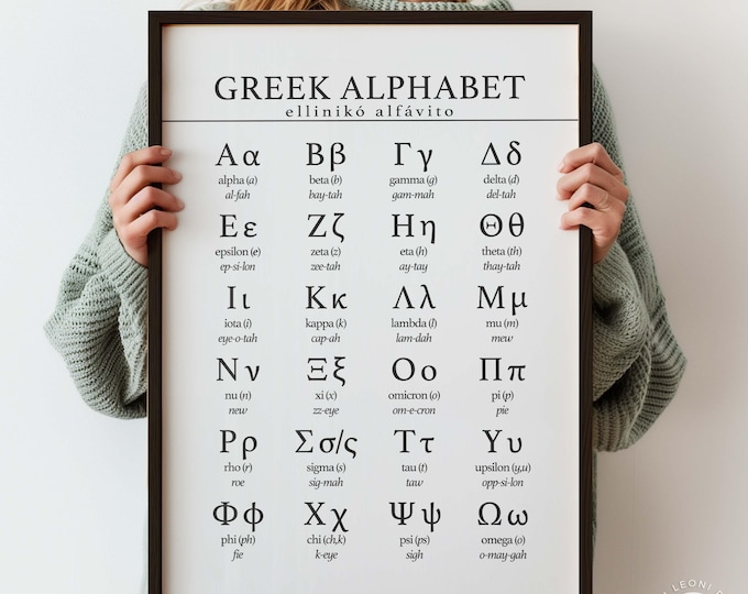 Greek Alphabet Chart Poster - Educational Wall Art for Students