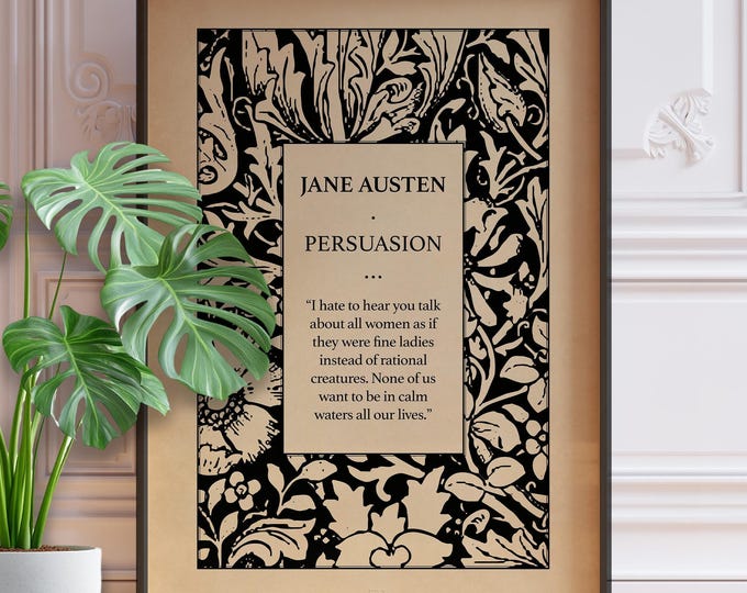 Persuasion Quote Print – Classic Jane Austen Poster, Rational creatures, Feminist Women's Literary Wall Art Decor, Framed or Unframed