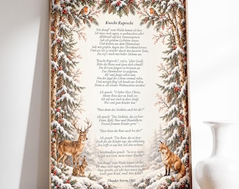 Knecht Ruprecht German Christmas Poem Poster – Theodor Storm, Vintage Victorian Christmas Wall Art, Traditional Festive Decor