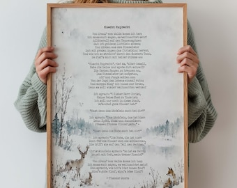 Knecht Ruprecht German Christmas Poem Poster – Theodor Storm, Watercolour Winter Woodland Wall Art, Minimalist Christmas Decor