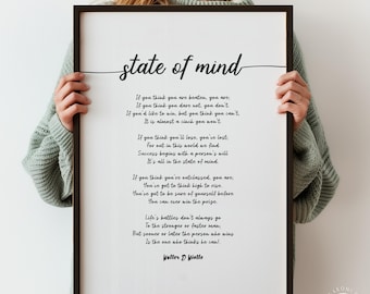 Impresión de poema "Estado de ánimo" - Cita inspiradora de Walter Wintle, póster con fuente cursiva